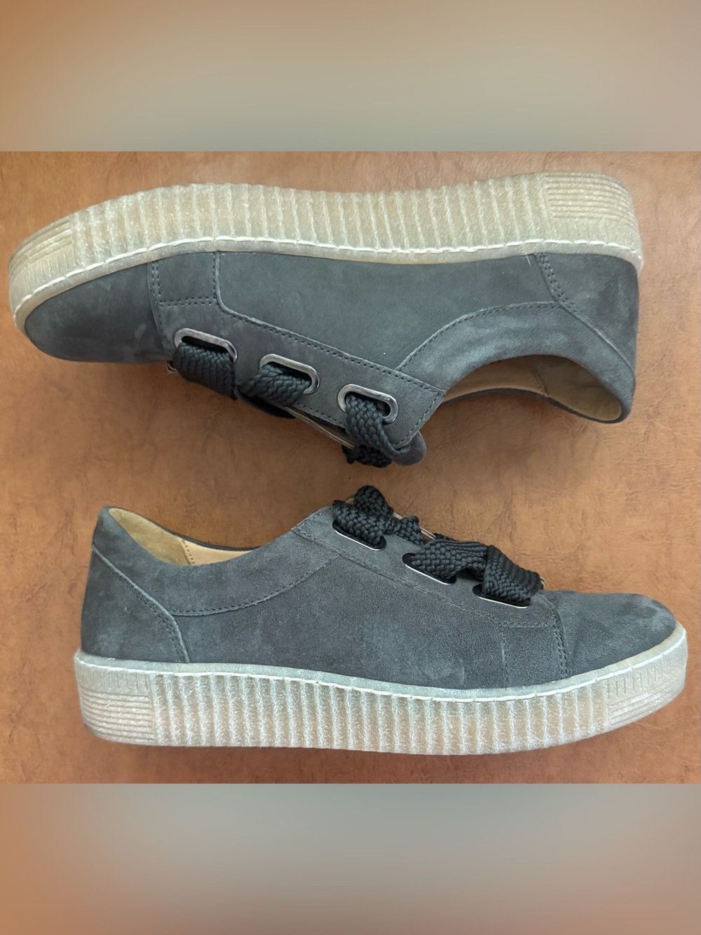 Gabor 73.333.18 Mohair Color Suede Sneakers Gray Ribbon Lace Comfort Shoes US 8 - Picture 9 of 12